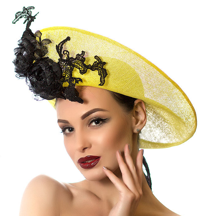 Шляпа, шляпа с полями, яркая шляпа, шляпа с кружевом, широкополая шляпа, летняя шляпа, шляпа для скачек, шляпа с бантом, вечерняя шляпа, красивая шляпа, дизайнерская шляпа, Анна Андриенко, головные уборы, купитиь шляпу, купить шляпу в Питере, купить шляпу Спб, Anna Andrienko, hat, hats, millinery, купить лимонную шляпу из синамей