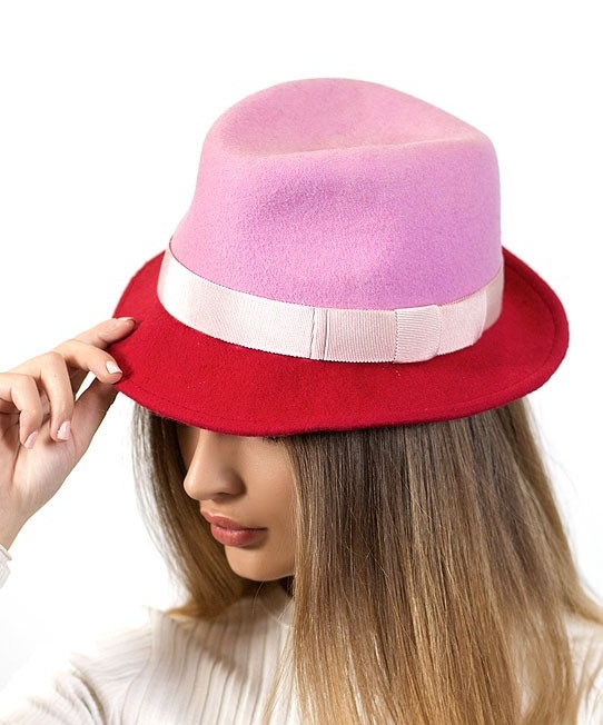 купить женскую шляпу, купить двухцветную шляпу, купить розовую шляпу, фетровая шляпа, шляпа федора, шляпа борсалино, шляпа с полями, двухцветная шляпа, весенняя шляпа, осенняя шляпа, модная шляпа, дизайнерская шляпа, яркая шляпа