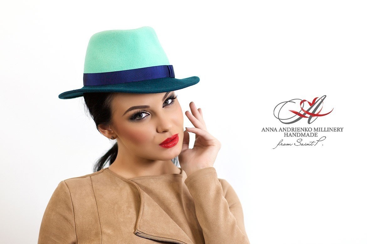 мятная шляпа, шляпа морской волны, бирюзовая шляпа, двухцветная шляпа, женская шляпа, купить шляпу, фетровая шляпа, шляпа из фетра, весенняя шляпа, мода 2017, стильная шляпа, модная шляпа, осенняя шляпа, шляпа федора, шляпа трилби, шляпа борсалино, шляпа с полями, Анна Андриенко