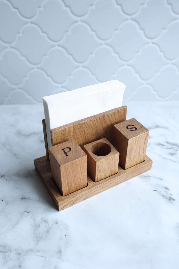 DL 01 Набор для специй и салфеток, дуб натуральный.