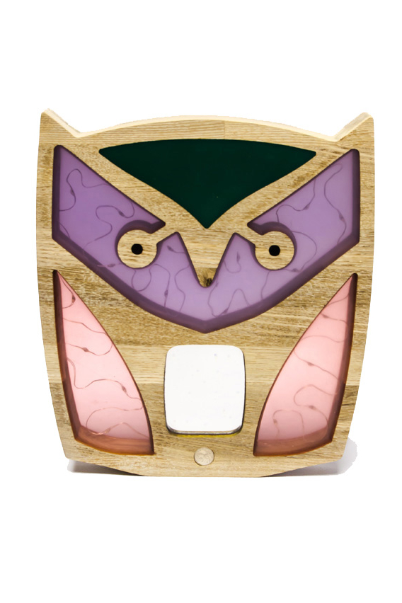 Авторский светильник из натурального дерева и эпоксидной смолы "Сова"