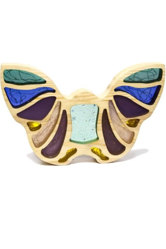 Авторский светильник из натурального дерева и эпоксидной смолы "Бабочка"