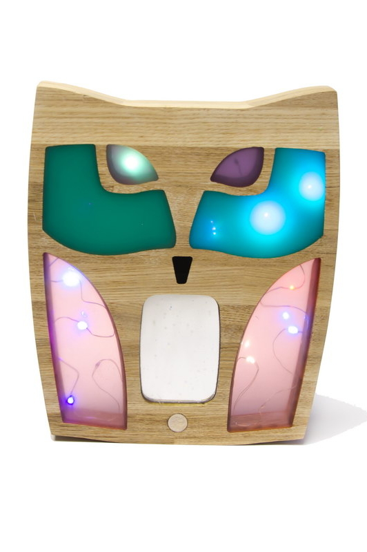 Авторский светильник из натурального дерева и эпоксидной смолы "Сова"