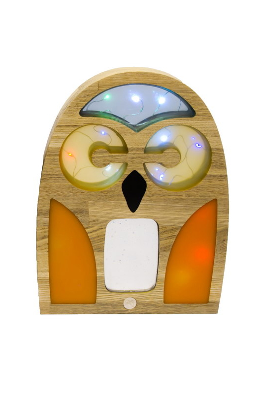 Авторский светильник из натурального дерева и эпоксидной смолы "Сова"