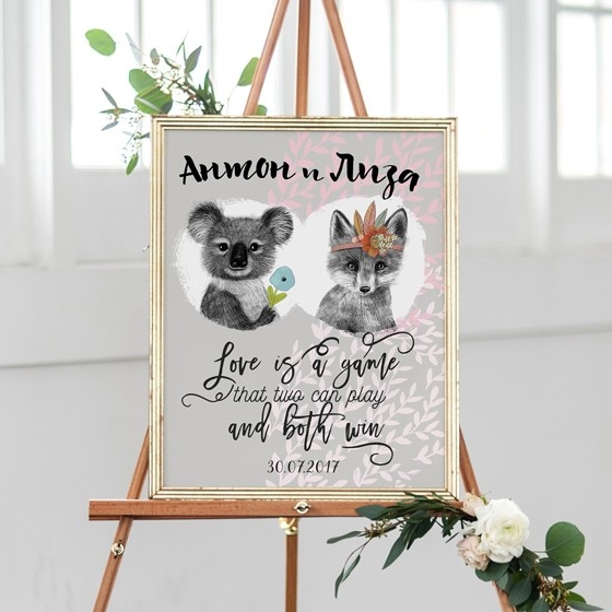 Молодожены (любые зверята из нашей серии) - именной постер - на русском или английском