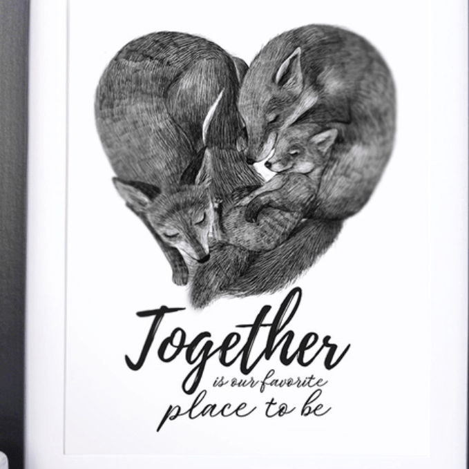 Постер семья лис с лисятами купить в интернет магазине