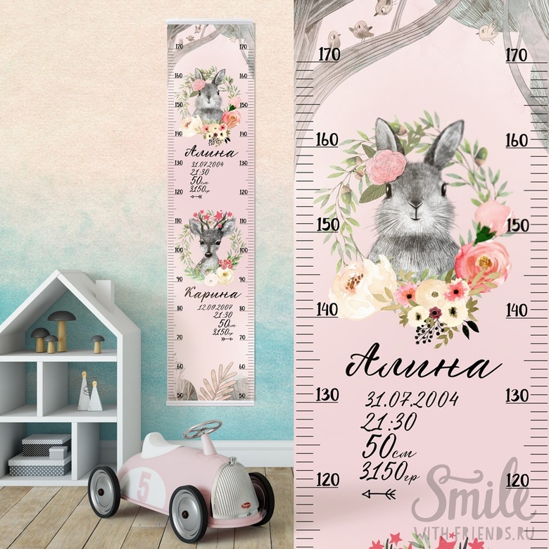 Ростомер с цветочными зверятами для сестричек - сантиметрика