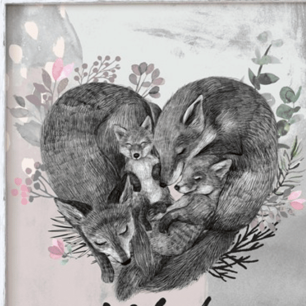 Постер семья лис с лисятами купить в интернет магазине