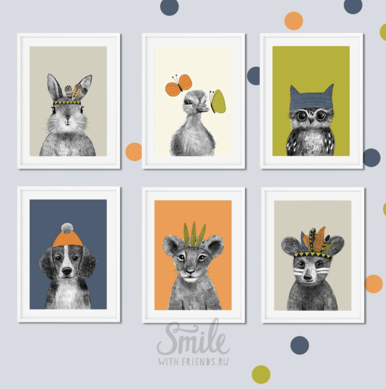 Малыши в оранжево-синих тонах - набор