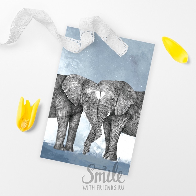 Слоновья любовь - открытка