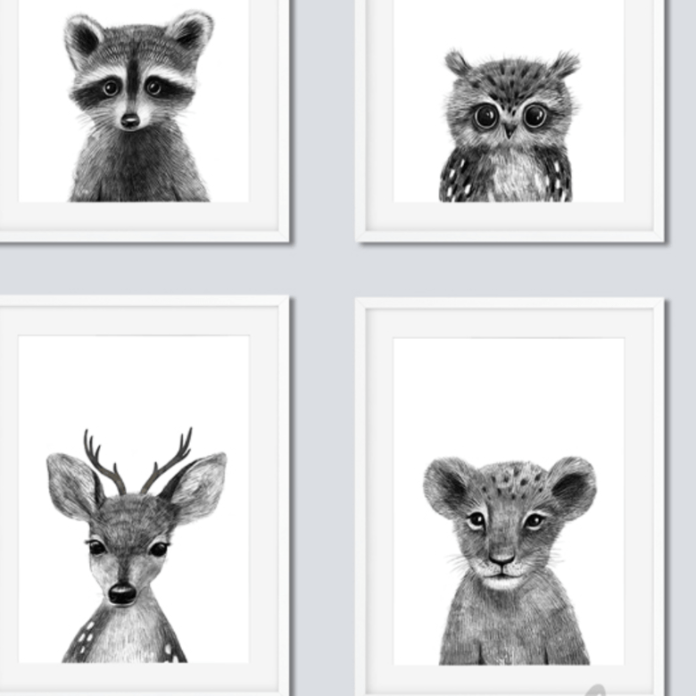 Набор постеров для детской зверята купить в интернет магазине