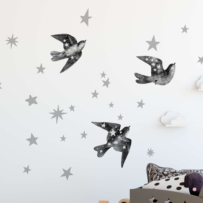 Звездные птицы - стикер интерьерный