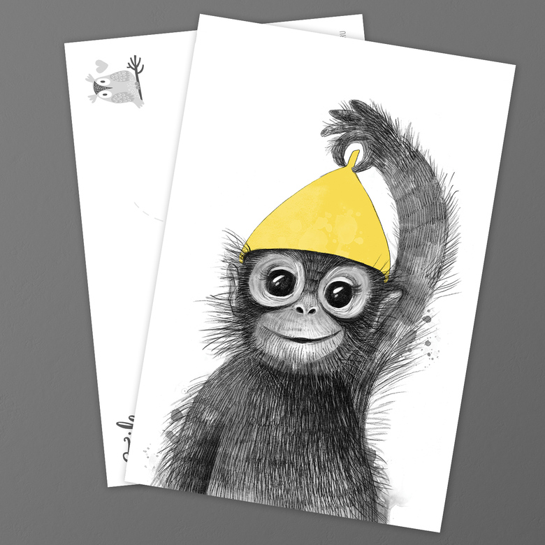 Малыш обезьяна - открытка