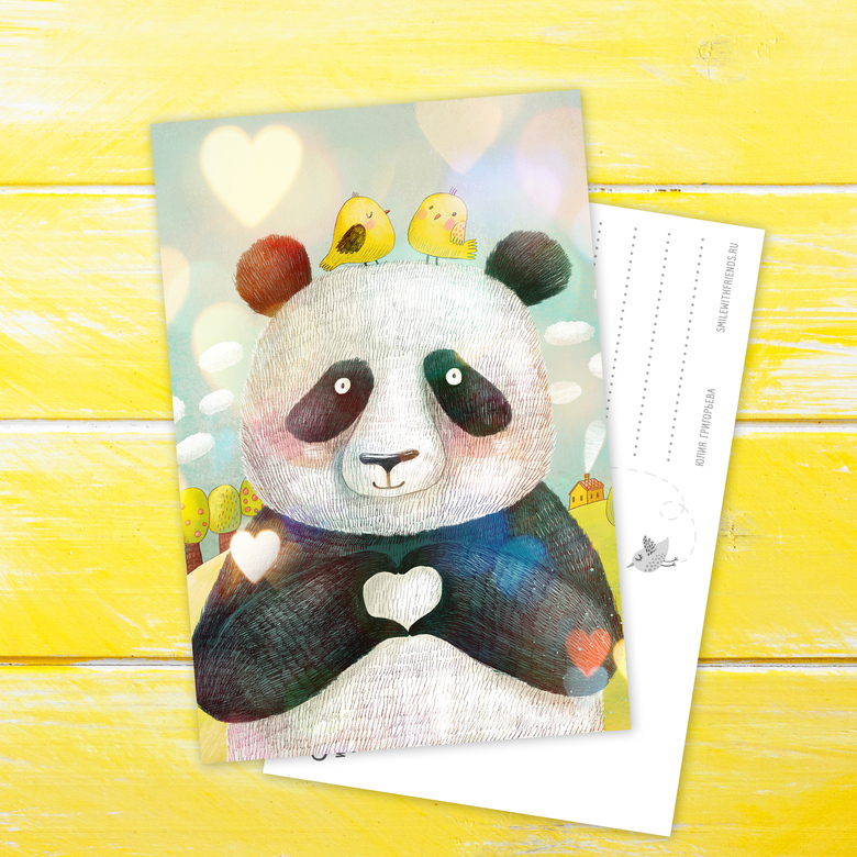 Влюбленная панда - открытка
