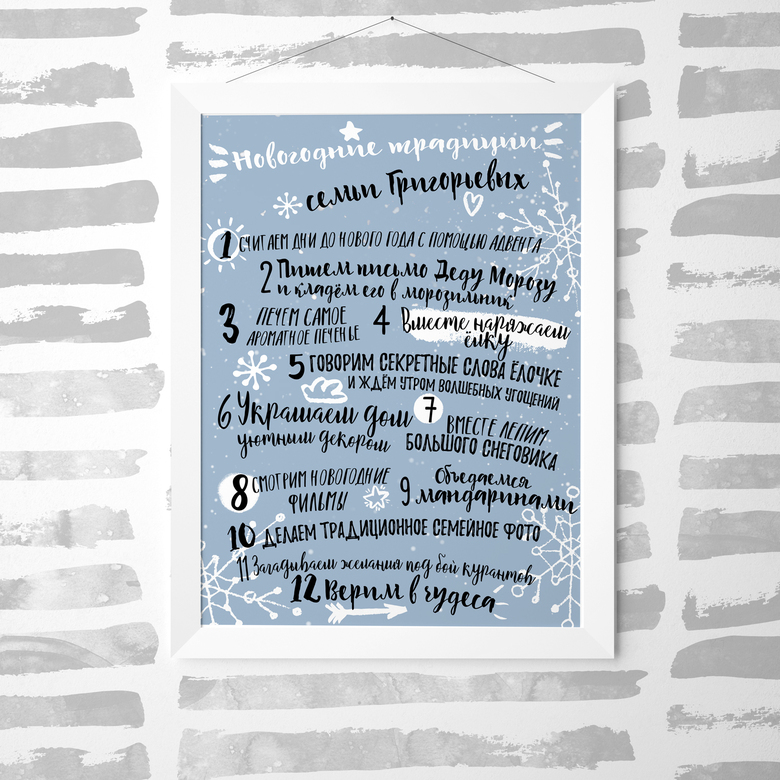 Новогодние традиции семьи - именной постер
