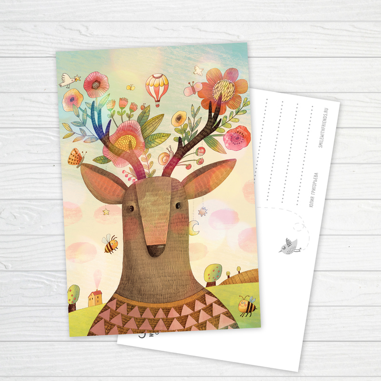 Весенний олень - открытка