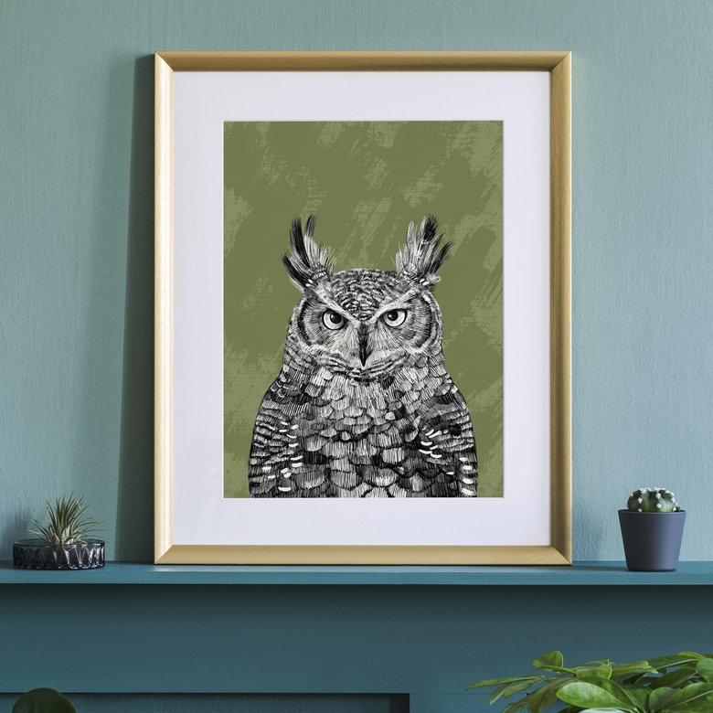 Сова - постер в скандинавский интерьер