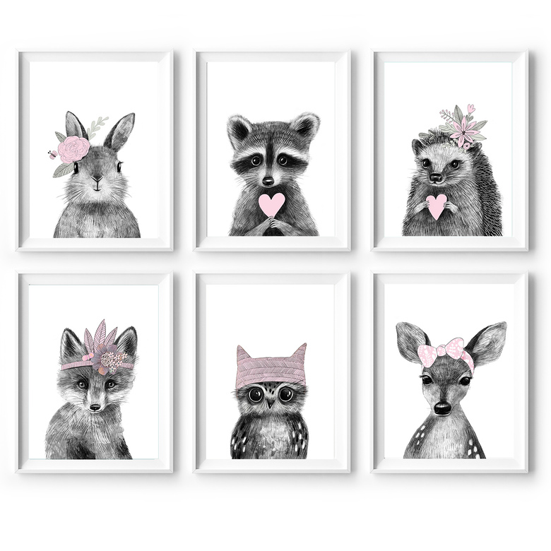 ЛЕСНЫЕ малыши c розовыми акцентами - набор