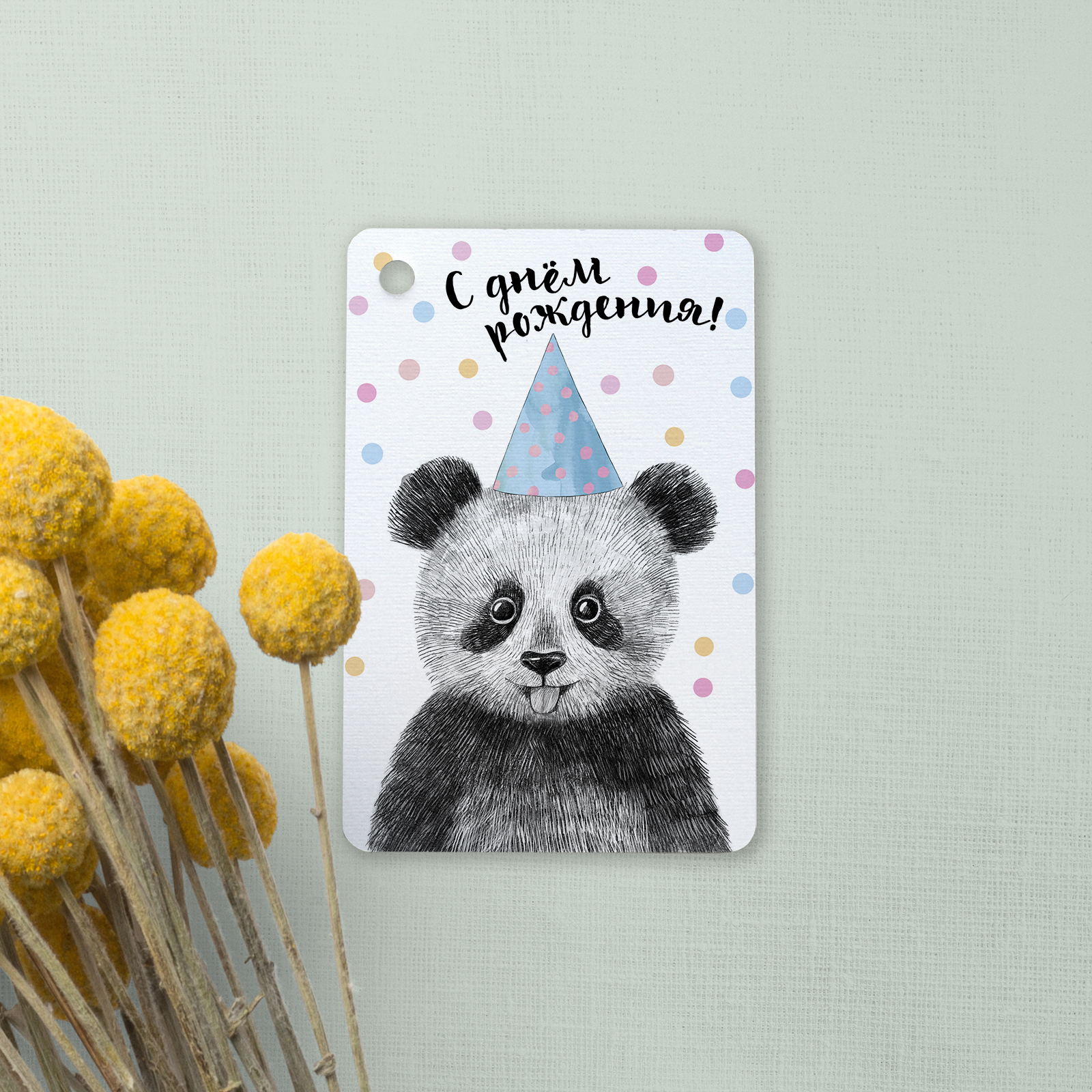 Панда с днем рождения - карточка