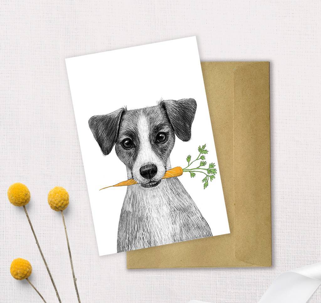 Джек рассел с морковкой  - открытка