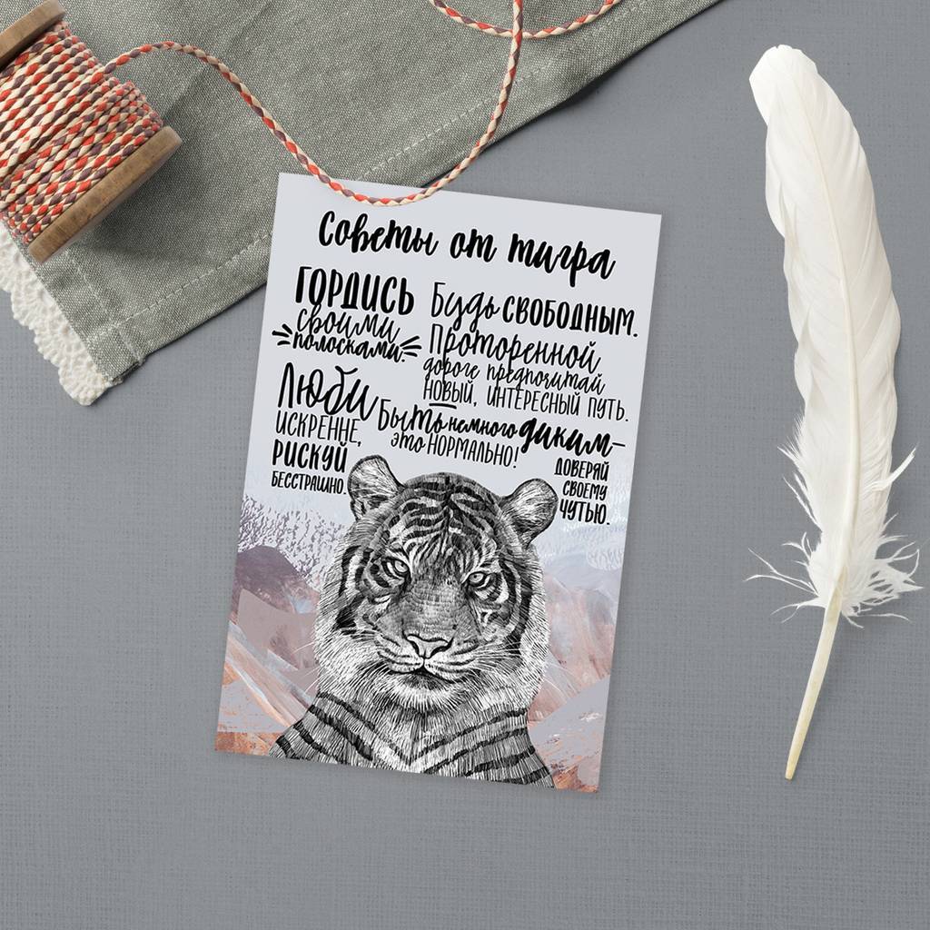 Советы от тигра - открытка