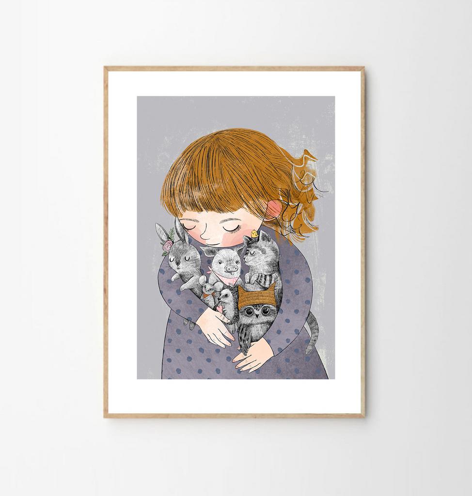 Постер с рыжей девочкой - декор в детскую комнату