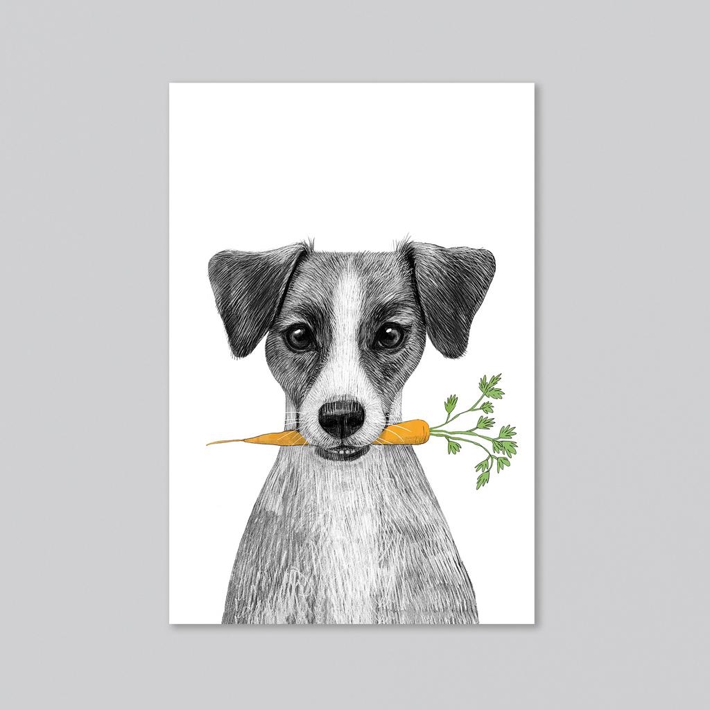 Джек рассел с морковкой - оптовая открытка - 20 штук