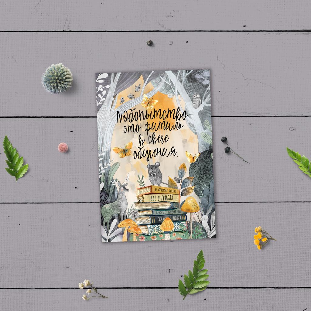 Любопытство - это фитиль в свече обучения - открытка