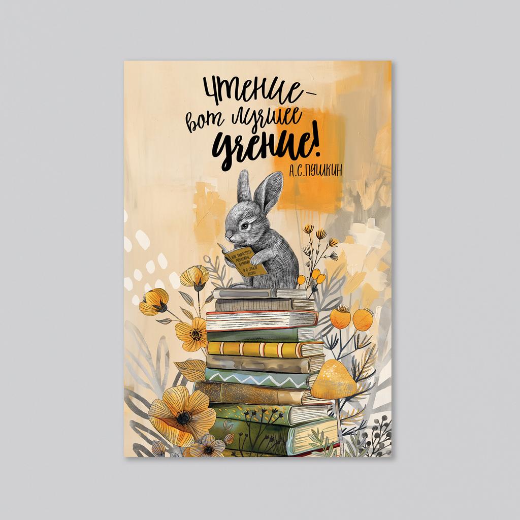 Чтение - лучшее учение - оптовая открытка - 20 штук