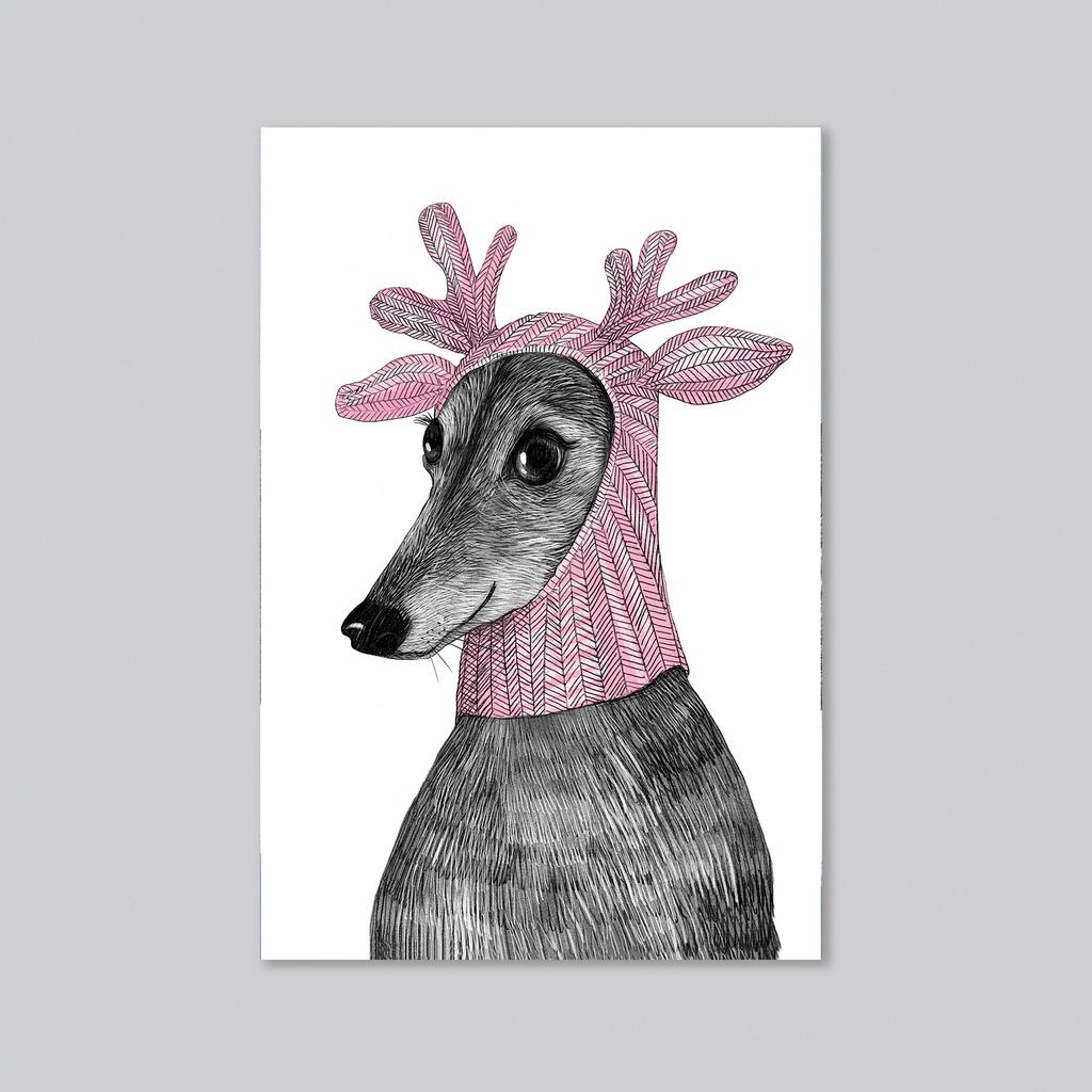 Левретка - оптовая открытка - 20 штук