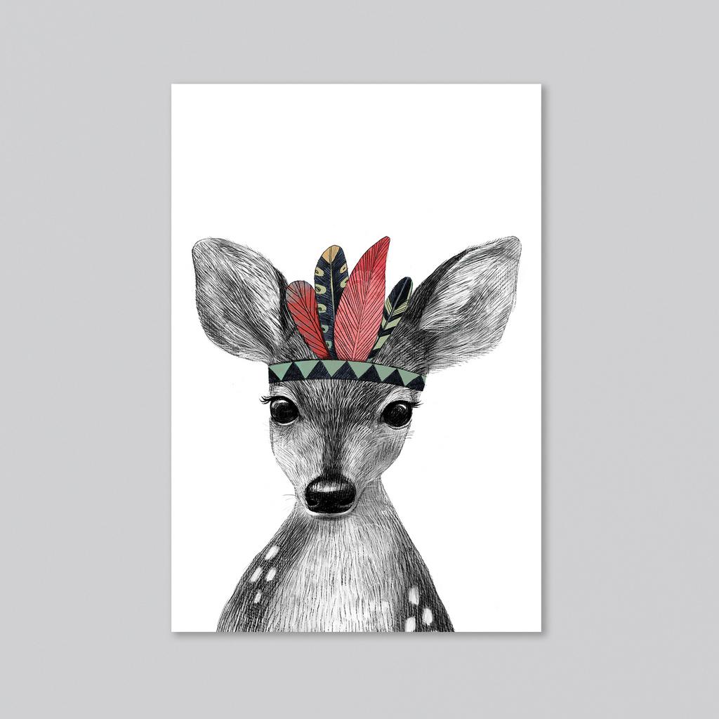 Малыш оленёнок-индеец - оптовая открытка - 20 штук