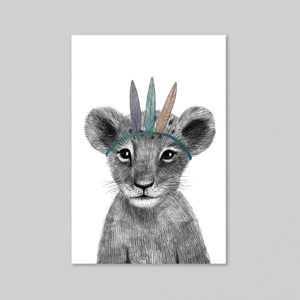 Малыш львёнок-индеец - оптовая открытка - 20 штук