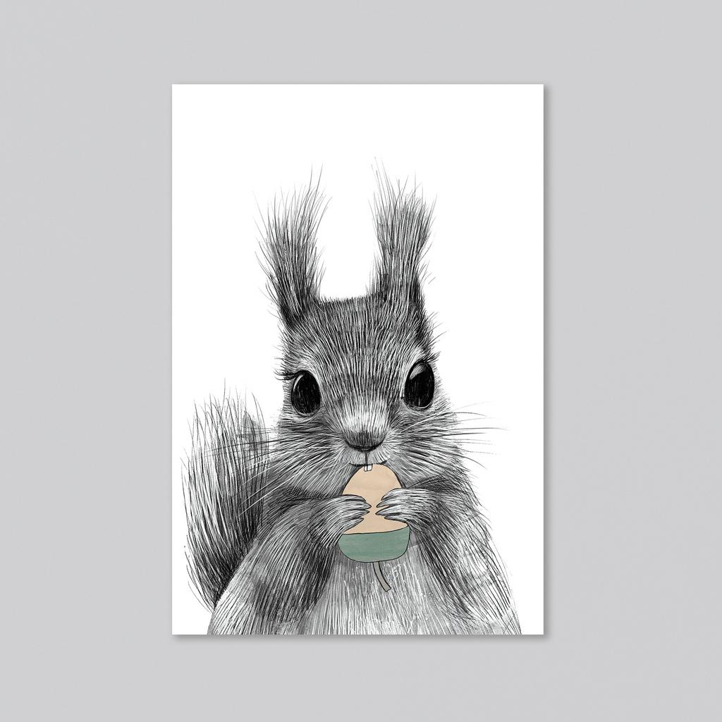 Малыш бельчонок - оптовая открытка - 20 штук