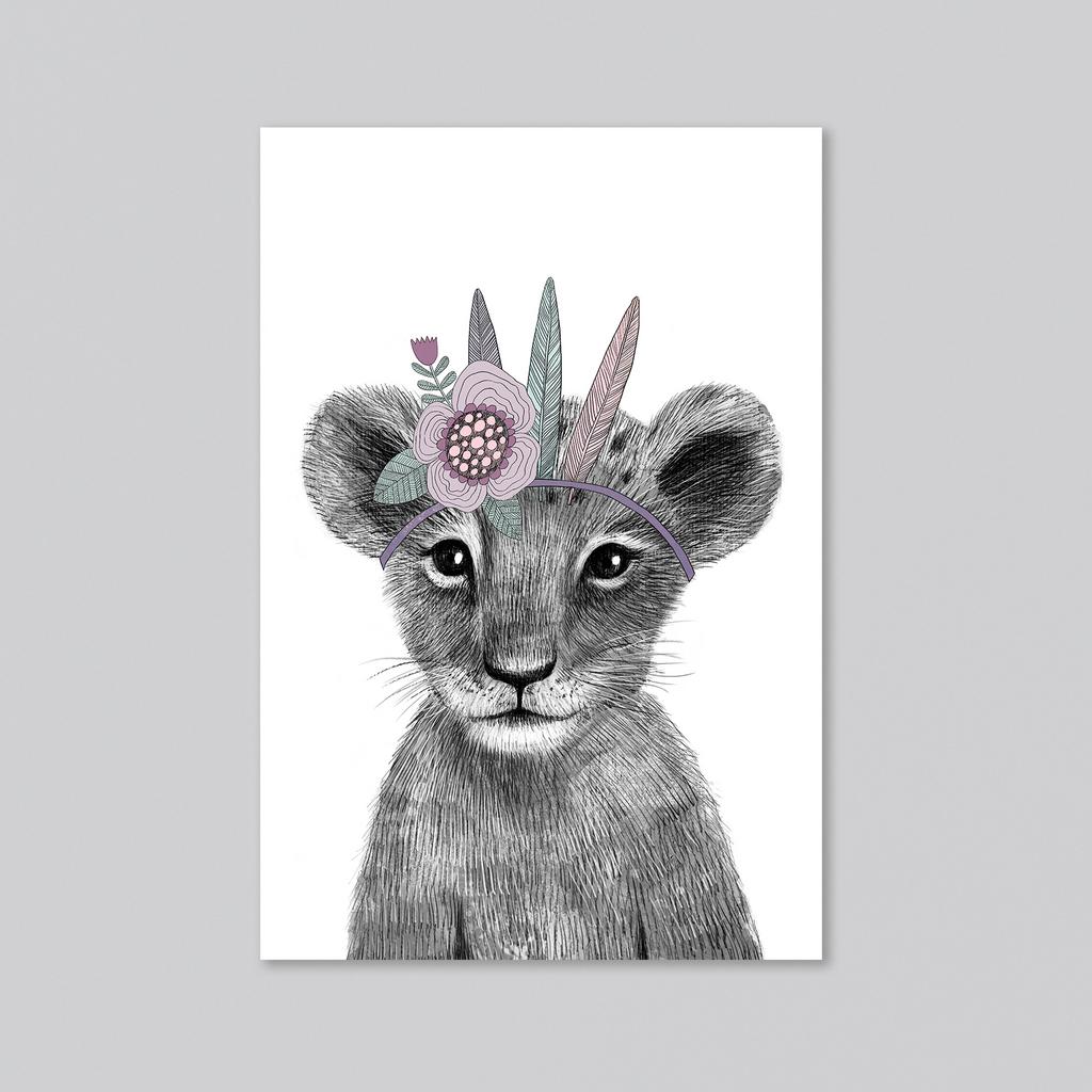 Малышка львёнок-индеец - оптовая открытка - 20 штук