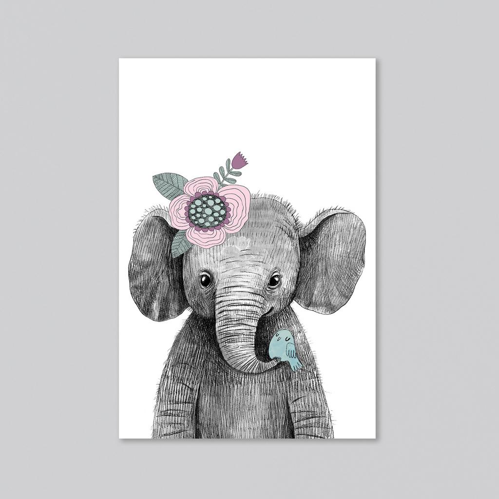 Малышка слоник - оптовая открытка - 20 штук