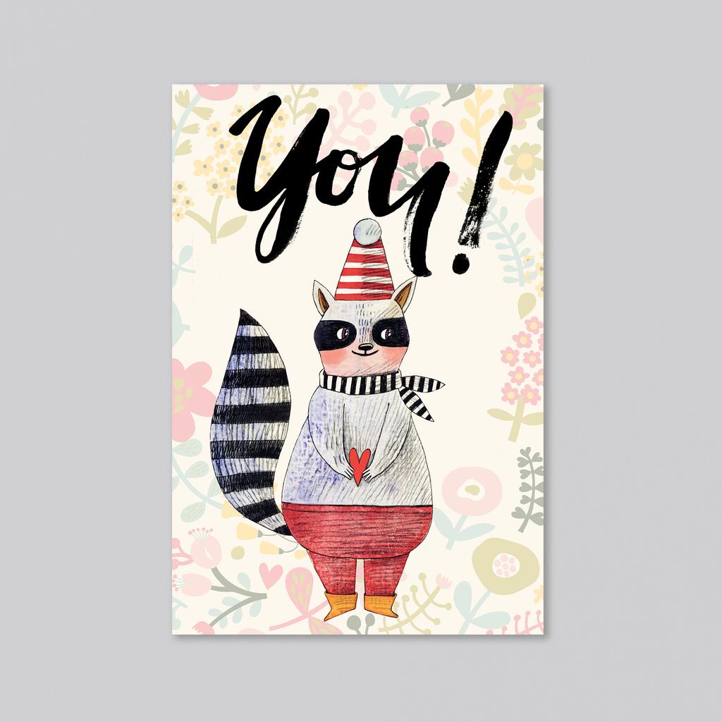 You! c енотом - оптовая открытка - 20 штук