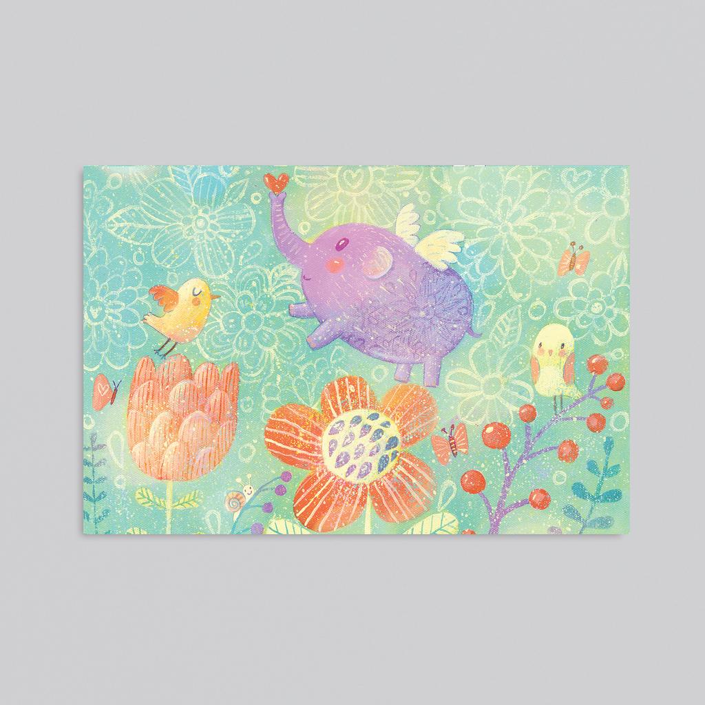 Ангельский слоник - оптовая открытка - 20 штук