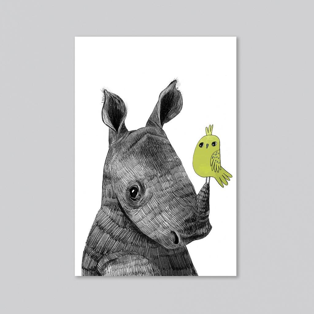 Малыш носорог - оптовая открытка - 20 штук