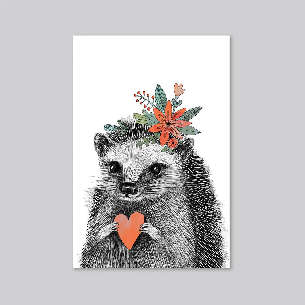 Малышка ёжик - оптовая открытка - 20 штук