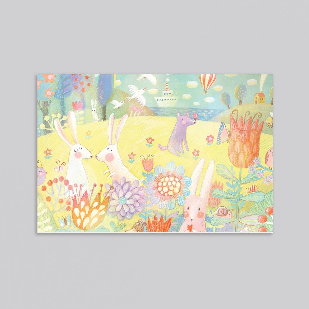 Весенняя лужайка - оптовая открытка - 20 штук