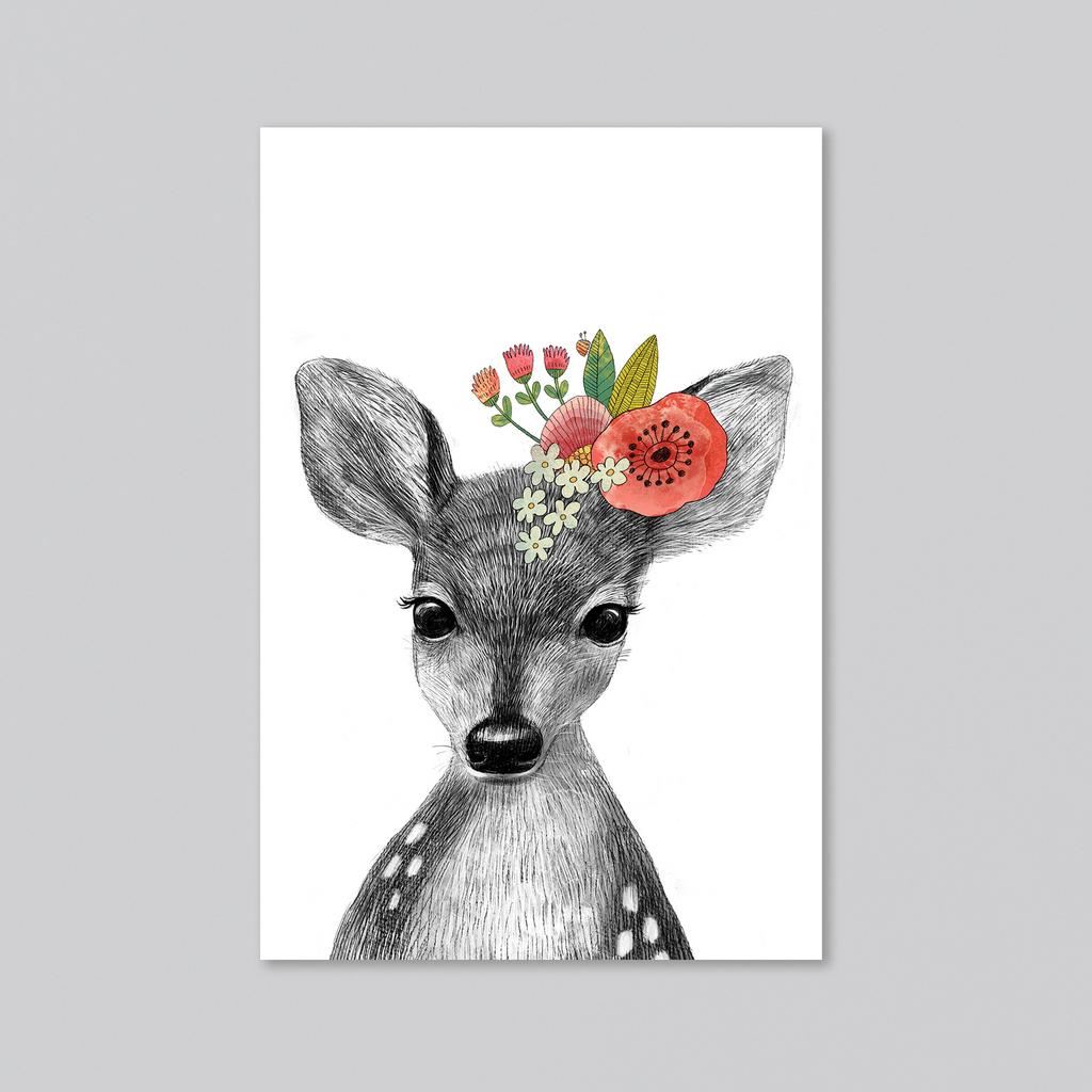 Малышка олененок - оптовая открытка - 20 штук