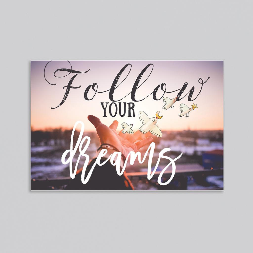Follow your dreams - оптовая открытка - 20 штук
