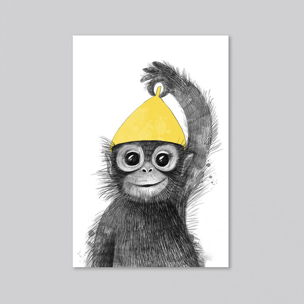Малыш обезьяна - оптовая открытка - 20 штук