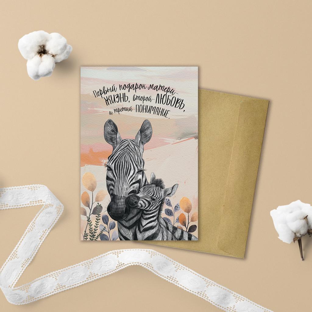 Зебры - подарок матери - открытка