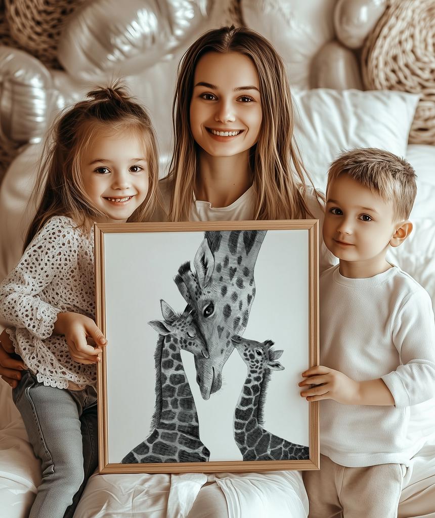 Портрет семьи - животные - иллюстрация от Юлии Григорьевой на заказ