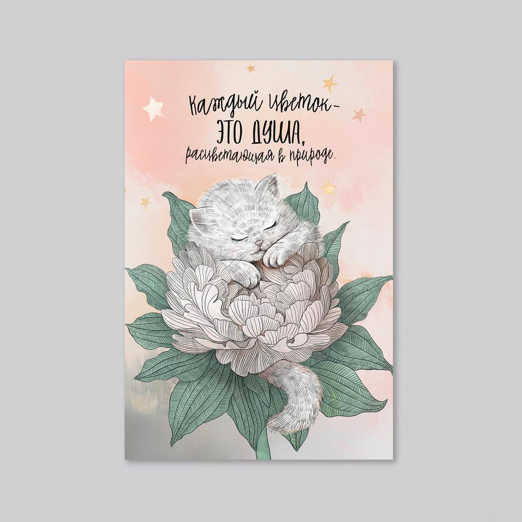 Каждый цветок - душа - оптовая открытка - 20 штук