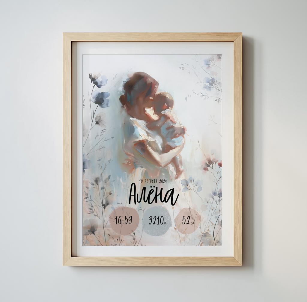 Метрика с мамой и ребёнком в цветах
