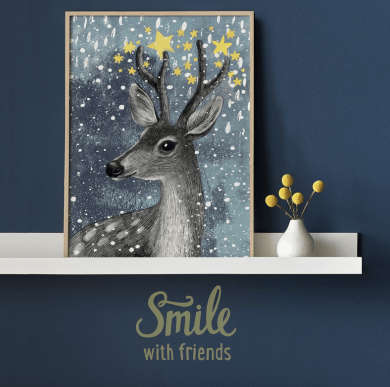 Олень со звездочками