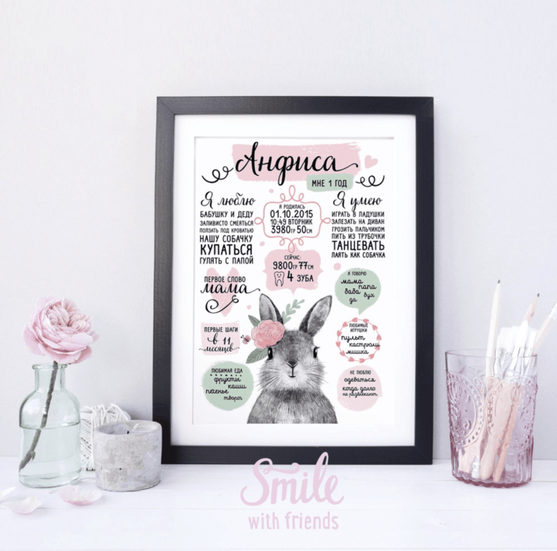 Постер достижений с ЛЮБЫМ малышом на белом фоне