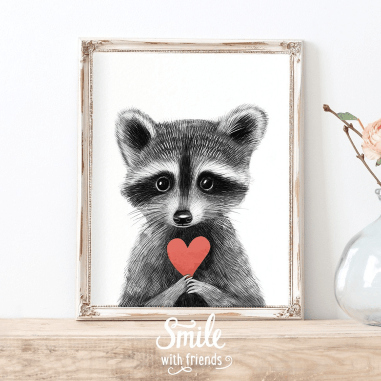 Енот с сердечком